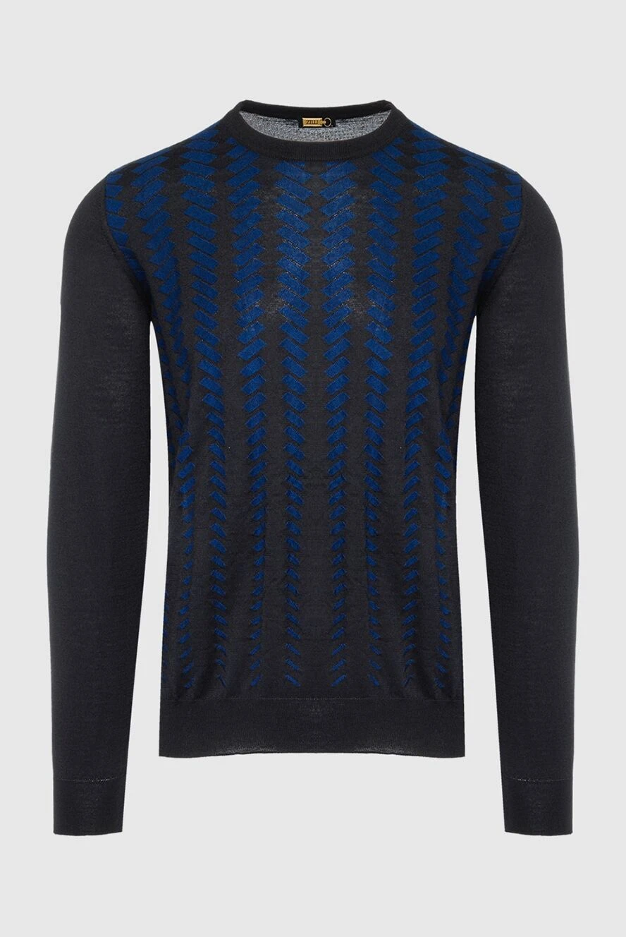 Zilli dark blue jumper decorated with geometric pattern for men 150627 - photo 1