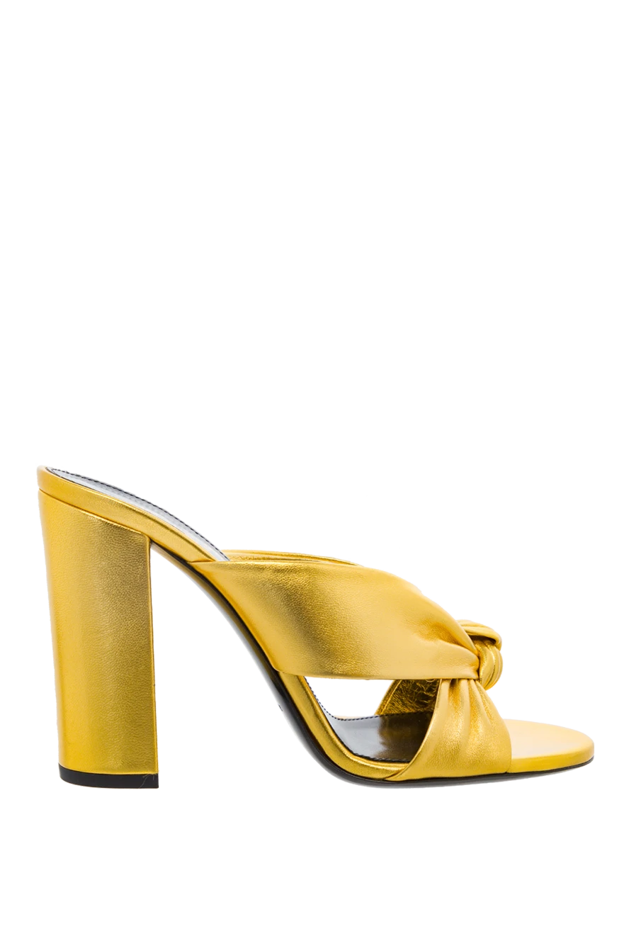 Saint Laurent мюли из кожи желтые женские на высоком каблуке 150863 - фото 1