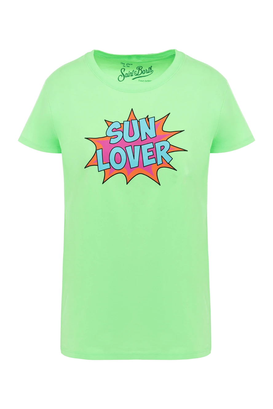 MC2 Saint Barth t-shirt green cotton women's with a drawing and text print 152125 - photo 1