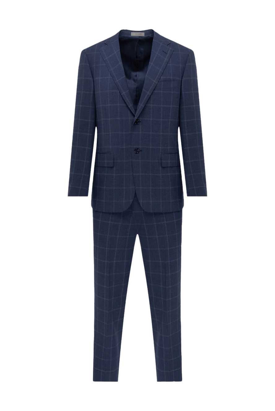 Corneliani костюм шерстяной синий в контрастную клетку мужской 152491 - фото 1