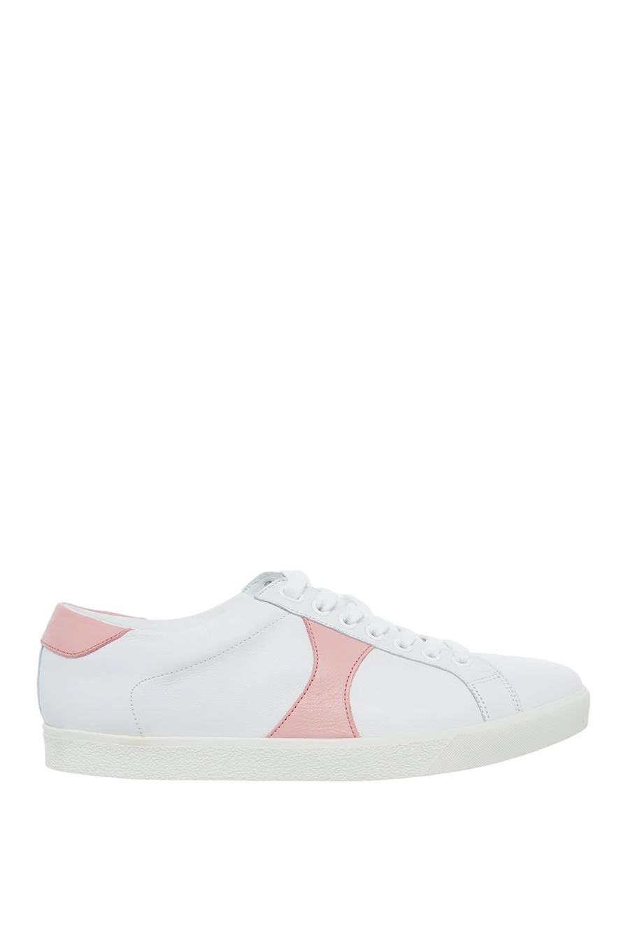 Celine women's leather sneakers with pink inserts in white 153751 - photo 1
