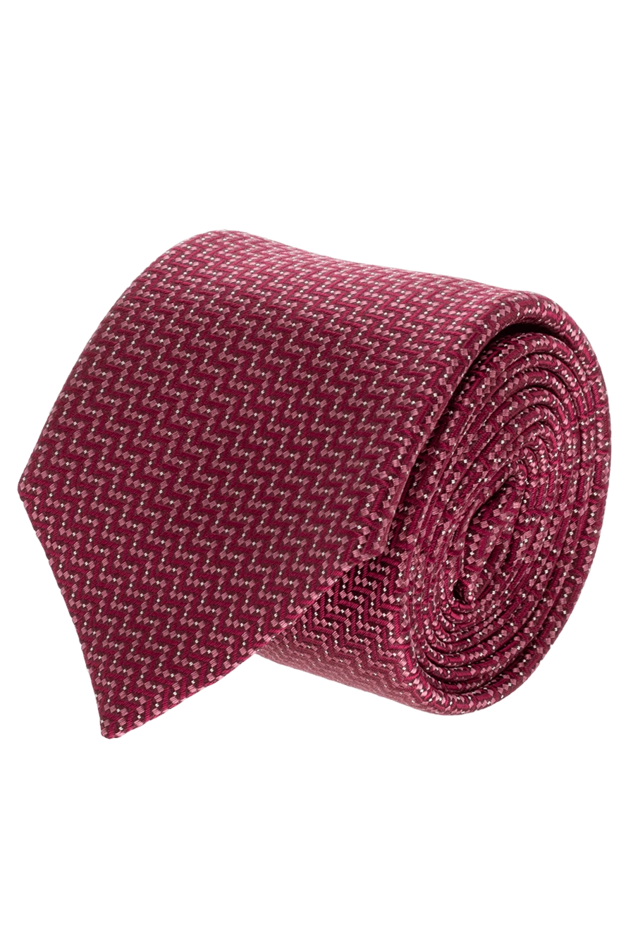 Corneliani silk tie burgundy with structured micro-pattern men's 153832 - photo 1