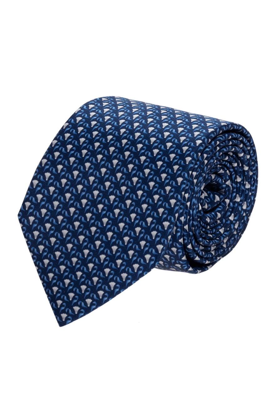 Corneliani silk tie blue with contrast pattern men's 153841 - photo 1