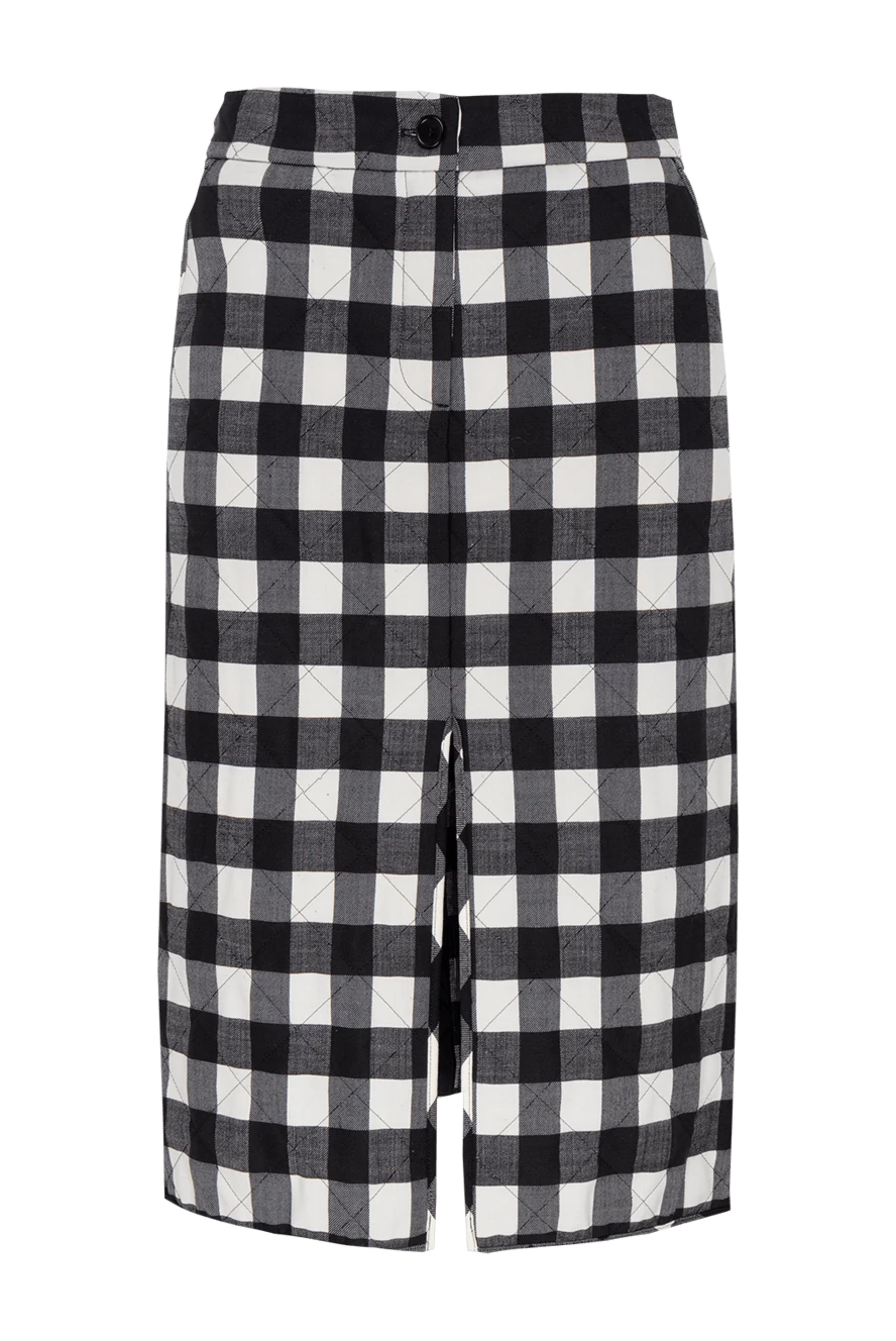 MSGM женская юбка черная в клетку с разрезом 154612 - фото 1
