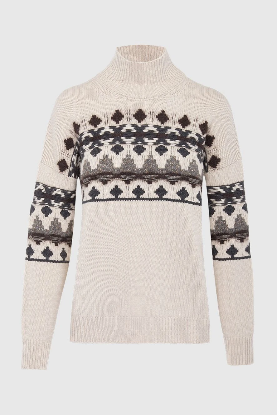 Peserico beige womens jumper with a contrasting geometric pattern 154687 - photo 1