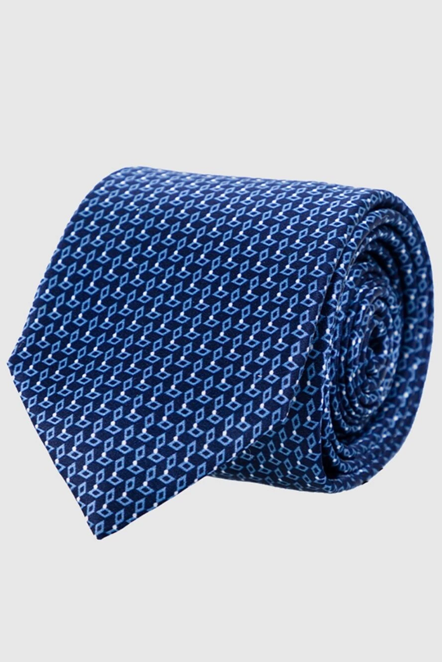 Corneliani silk tie blue with geometric pattern men's 155075 - photo 1