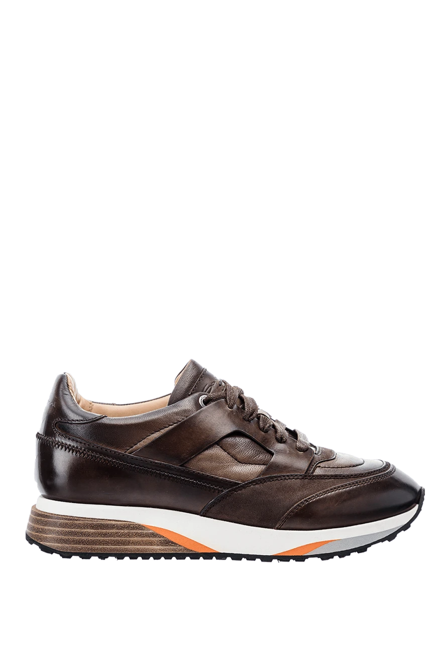 Santoni кросівки зі шкіри коричневі чоловічі 155233 - фото 1