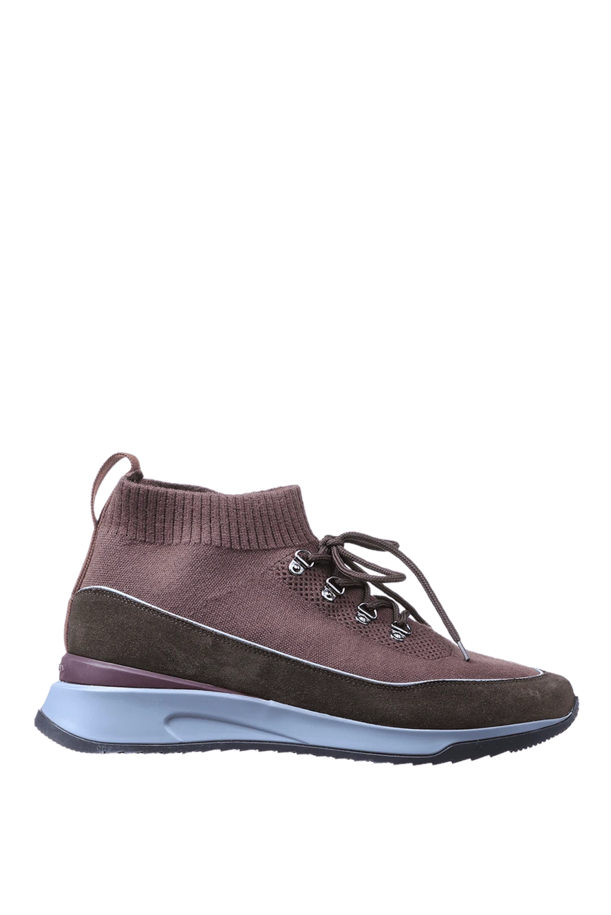 Corneliani brown men's textile and suede sneakers 155255 - photo 1