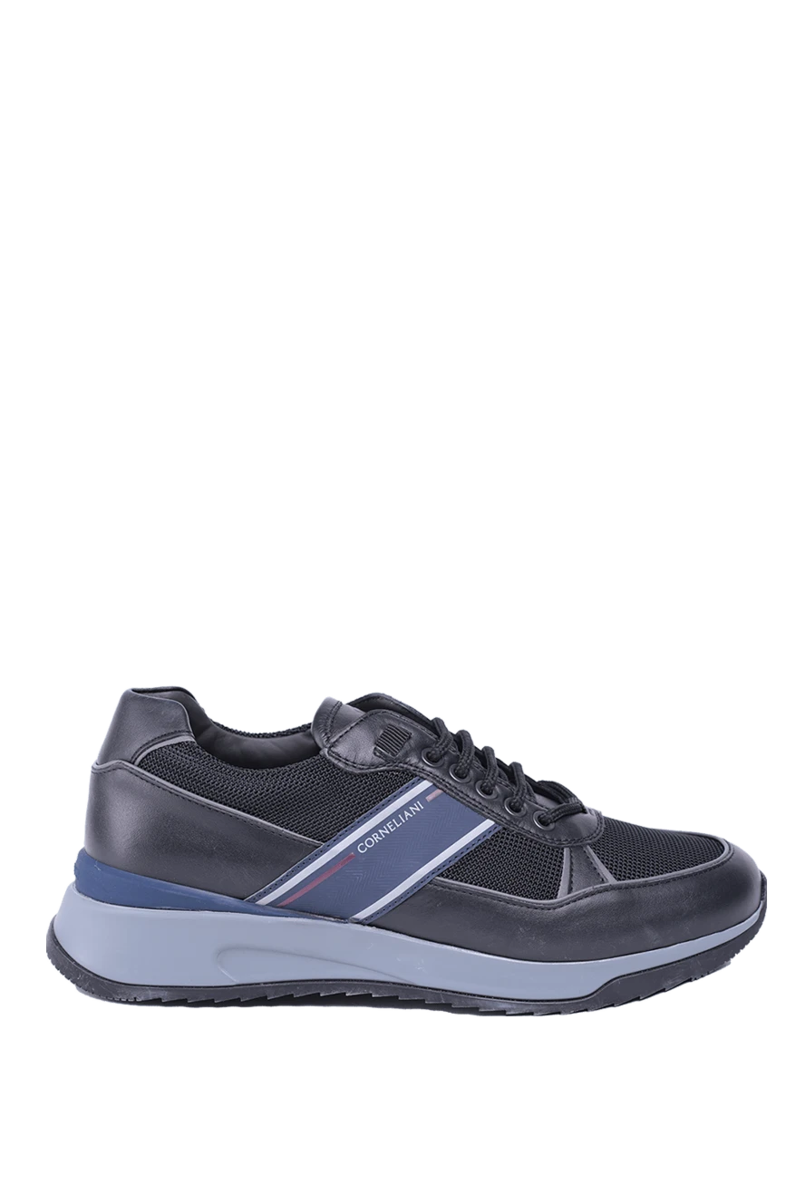 Corneliani black textile and leather sneakers for men 155256 - photo 1