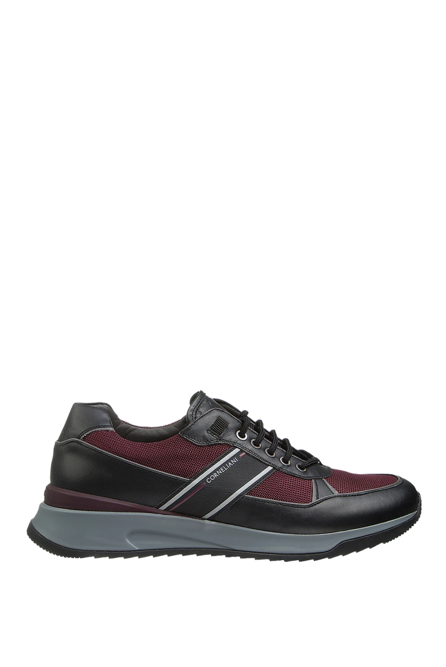 Corneliani burgundy textile and leather sneakers for men 155257 - photo 1