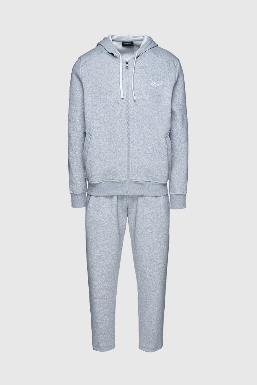 Ermenegildo Zegna костюм спортивный серый с капюшоном на контрастной кулиске мужской 156210 - фото 1