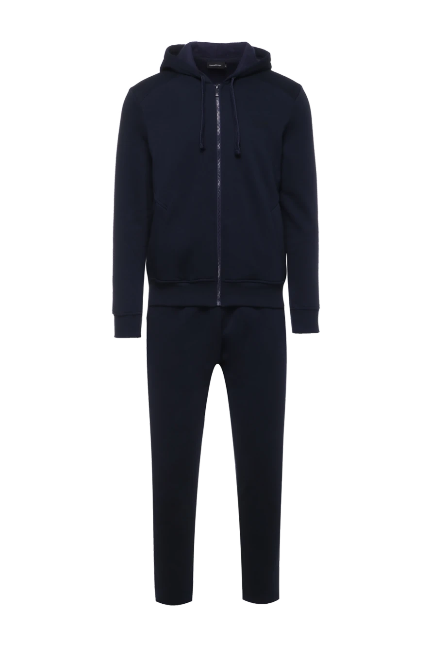 Ermenegildo Zegna костюм спортивный синий с капюшоном на молнии однотонный мужской 156211 - фото 1
