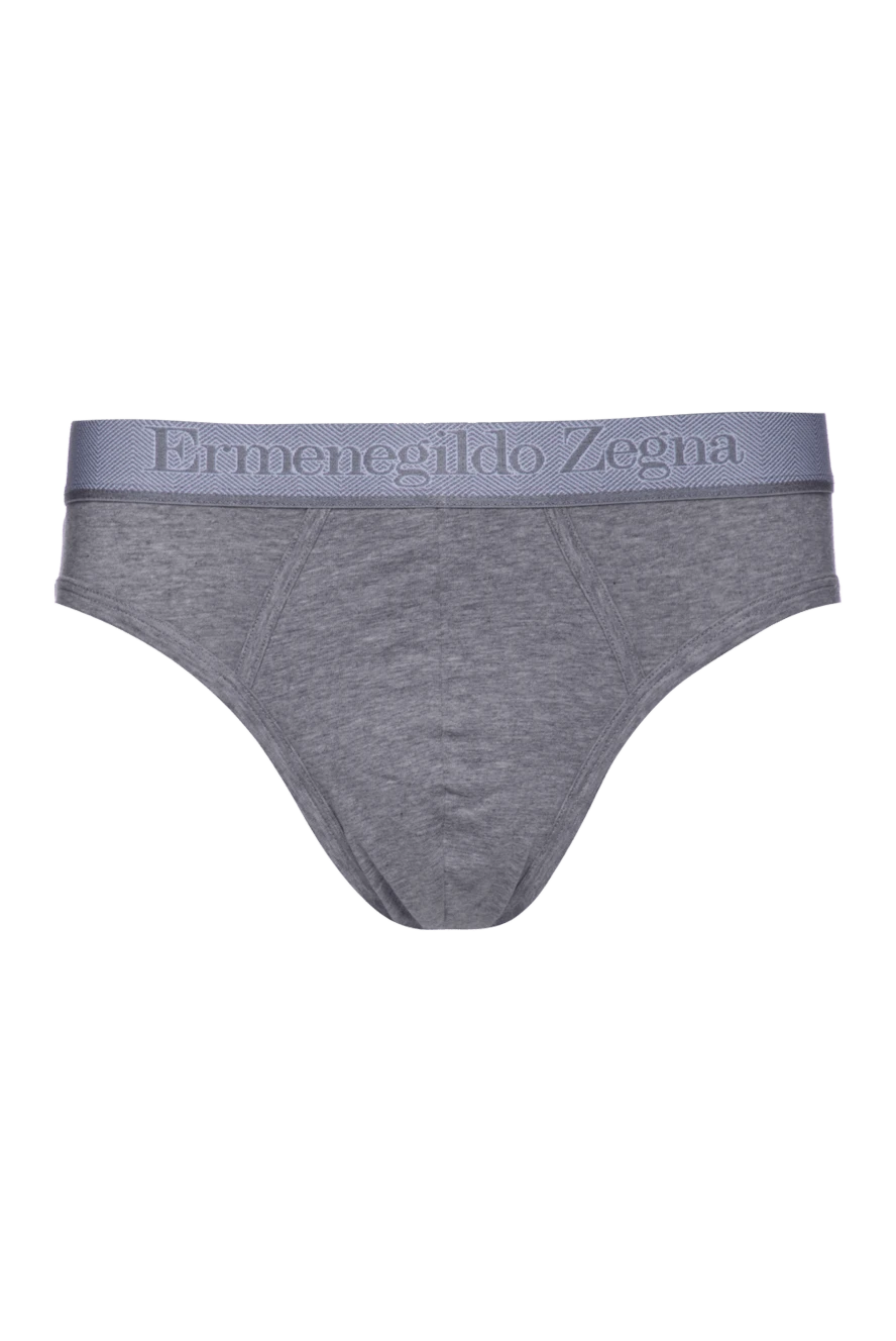 Ermenegildo Zegna чоловічі сірі труси брифи з бавовни та еластану 156215 - фото 1