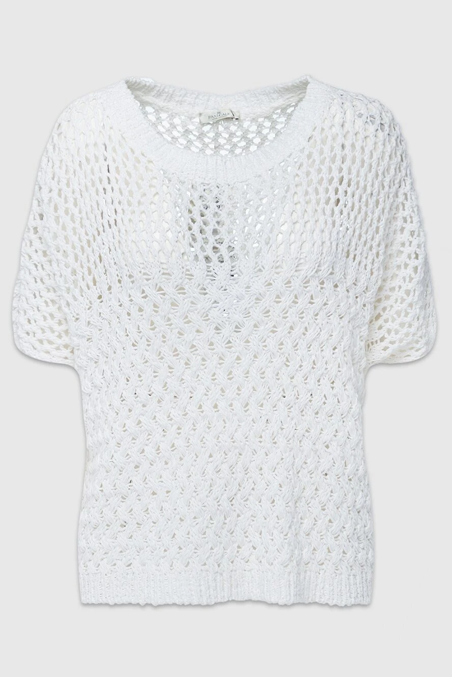 Panicale white womens cotton jumper knitted with a mesh pattern 156622 - photo 1
