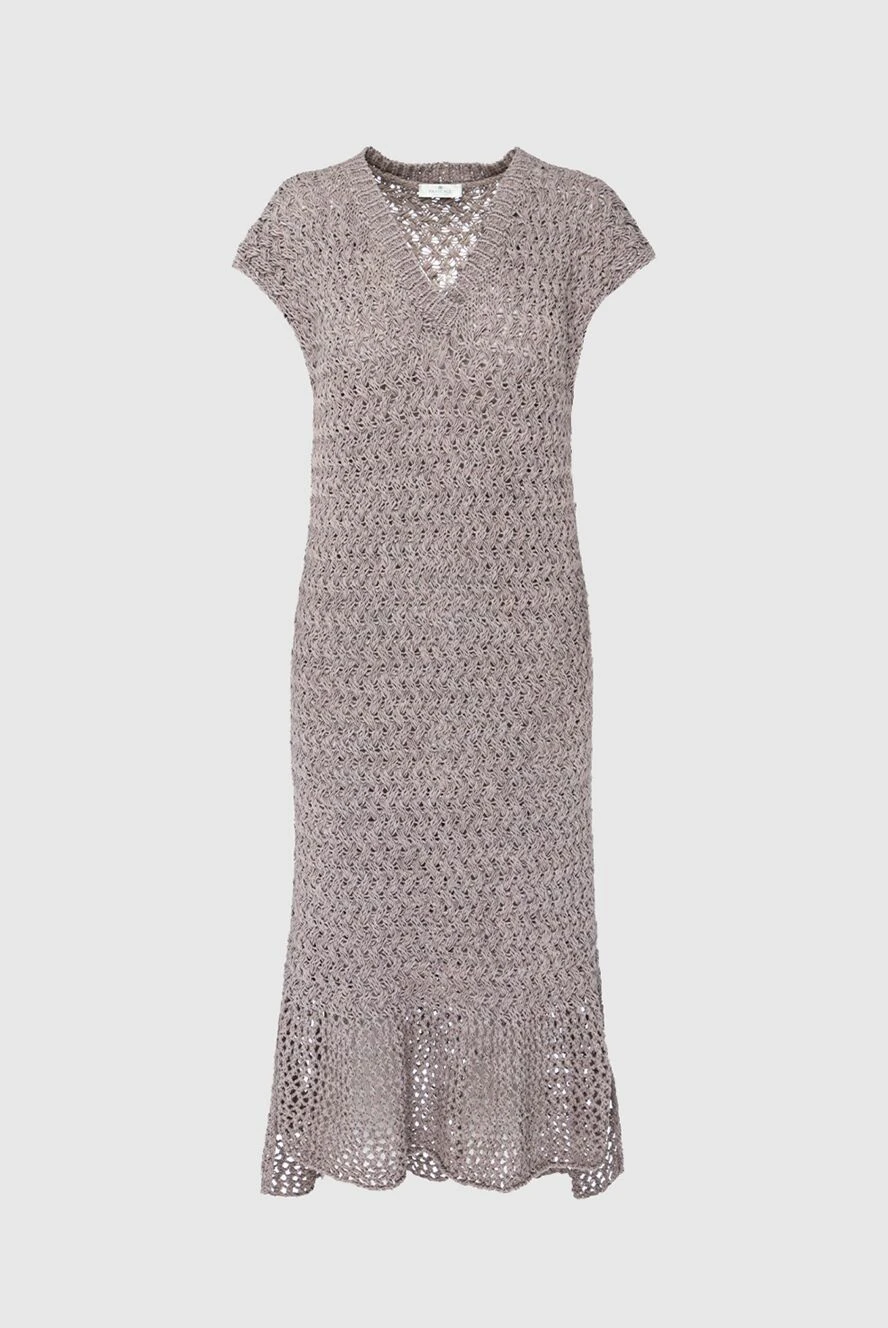 Panicale cotton brown dress with textured knit women's 156623 - photo 1
