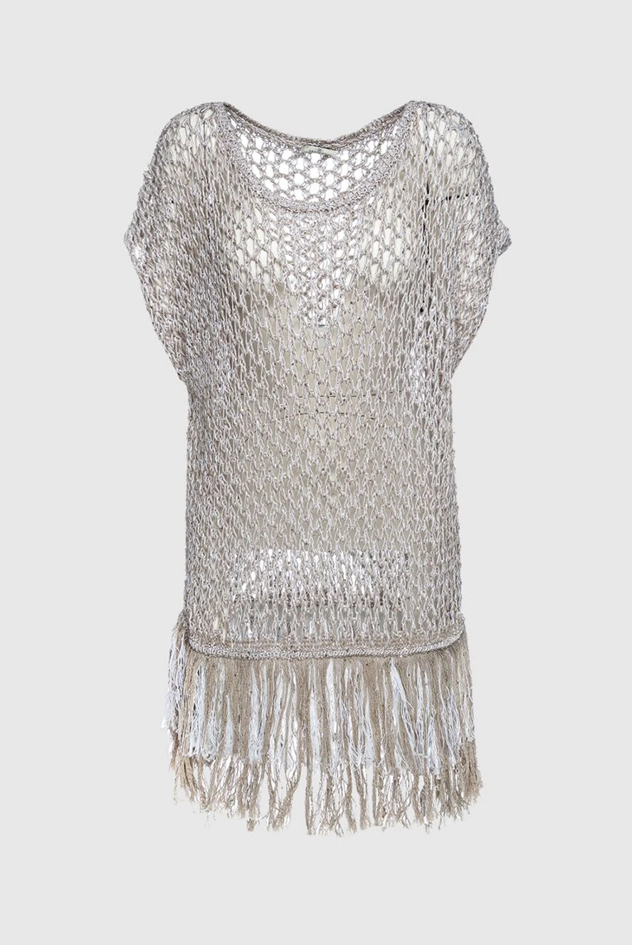 Panicale beige chunky knit cotton jumper with fringe women's 156713 - photo 1