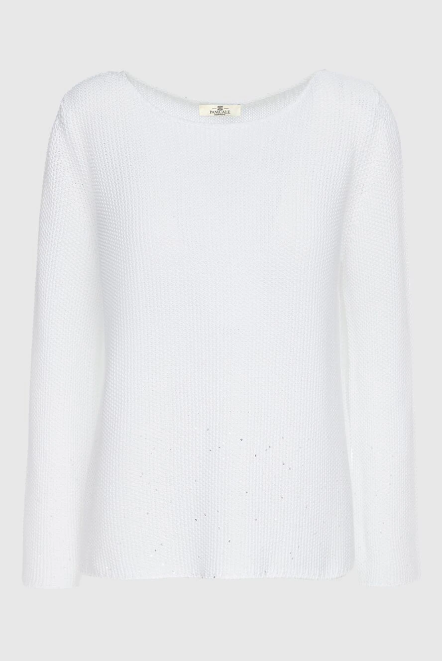 Panicale white womens cotton jumper with a wide neckline 156720 - photo 1