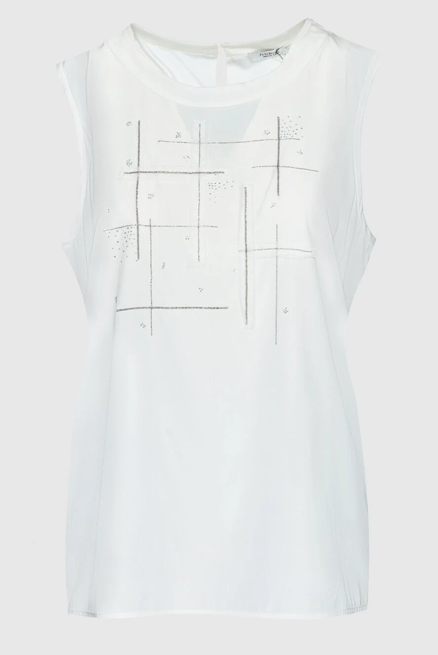 Peserico women's silk blouse with chains white 157038 - photo 1