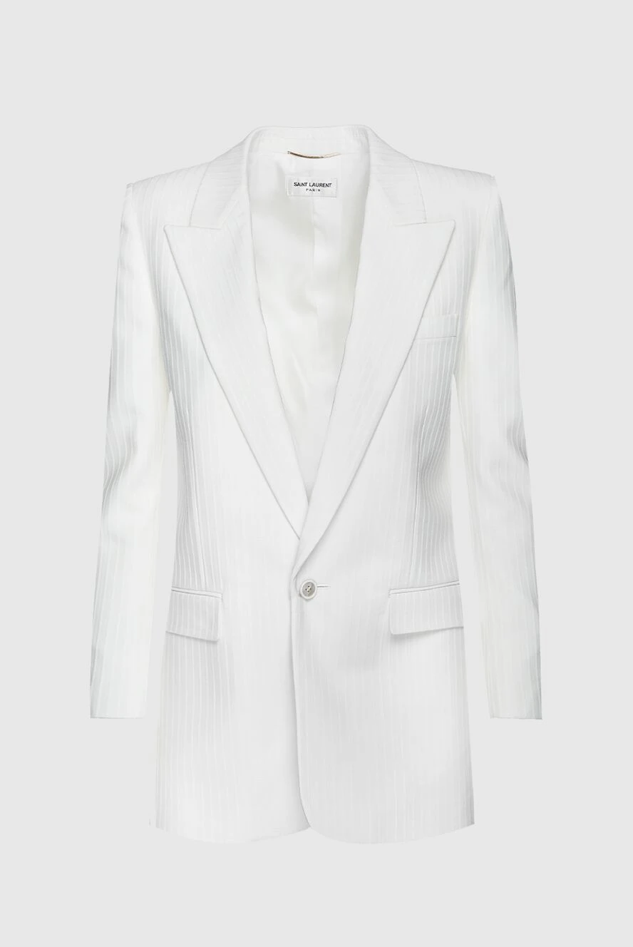 Saint Laurent жакет из шерсти белый женский 157295 - фото 1