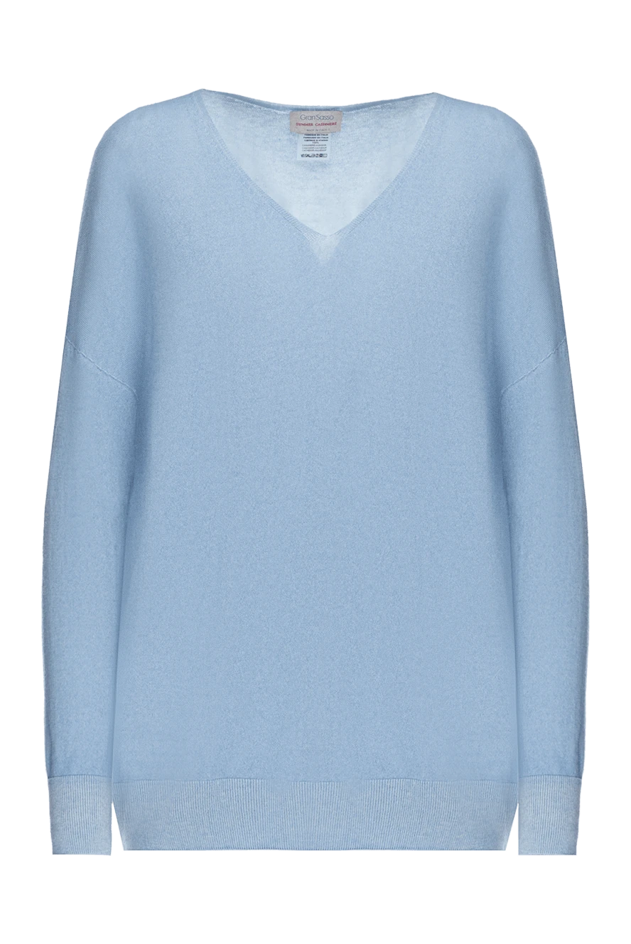 Gran Sasso blue womens cashmere jumper with a v-neck 157505 - photo 1