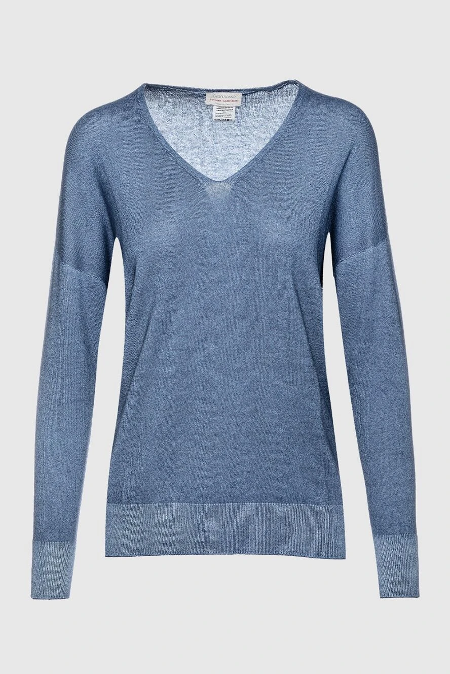 Gran Sasso navy blue womens cashmere jumper with a v-neck 157507 - photo 1