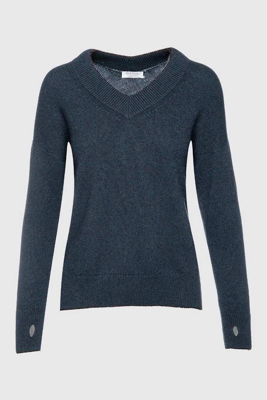 Gran Sasso dark blue womens cashmere jumper with a v-neck 157508 - photo 1