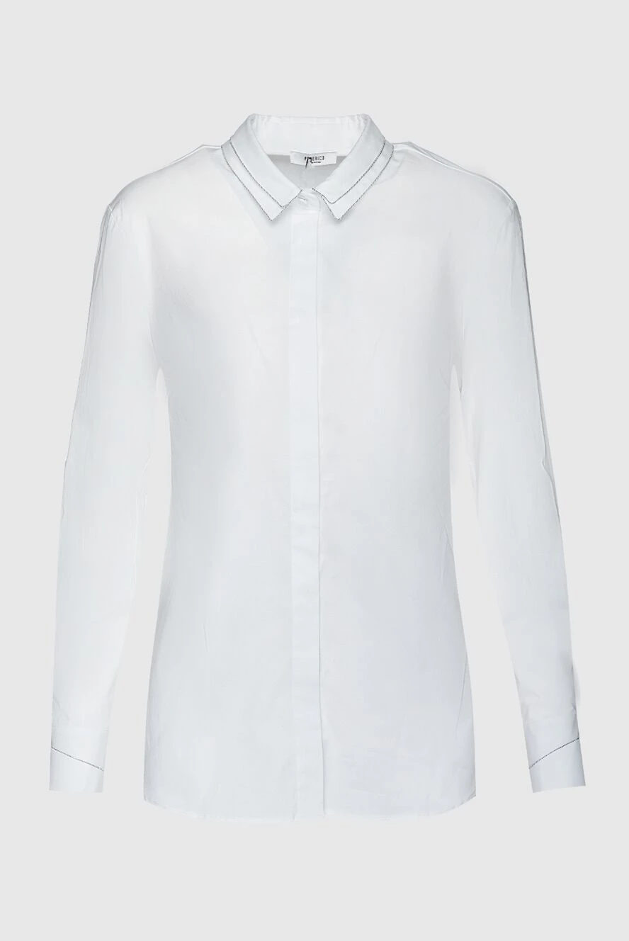 Peserico women's blouse with gray stripe on the collar white 157561 - photo 1