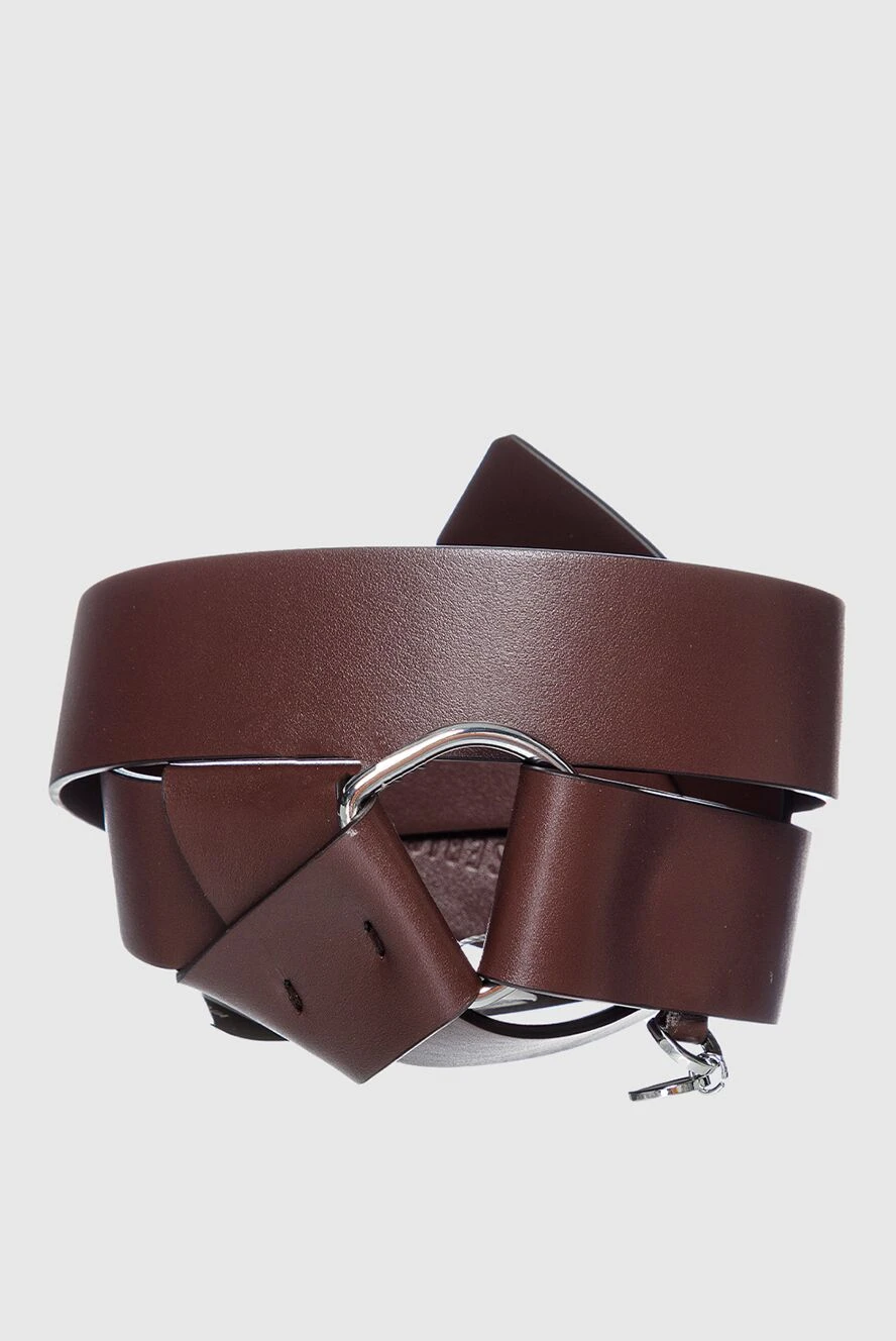 Peserico brown leather belt with logo pendant 157581 - photo 1