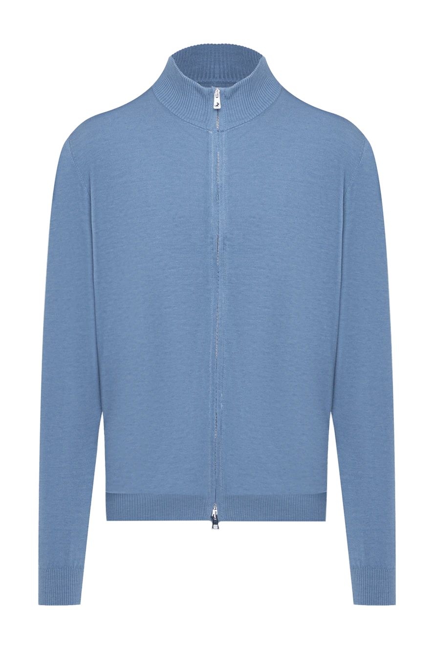 Tombolini blue suede, cotton and silk cardigan for men 157921 - photo 1