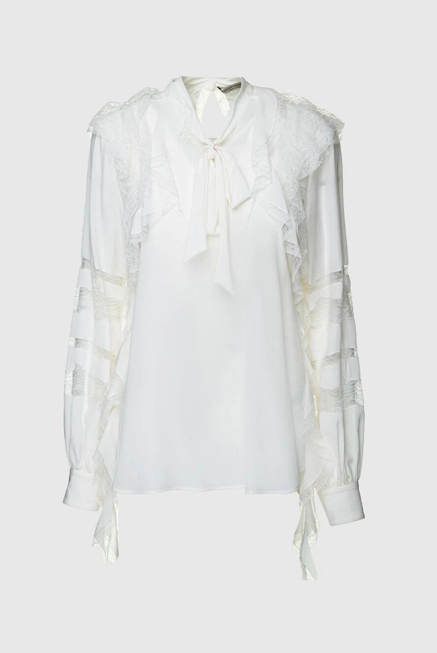 Ermanno Scervino блуза жіноча шовкова з рюшами біла 158702 - фото 1