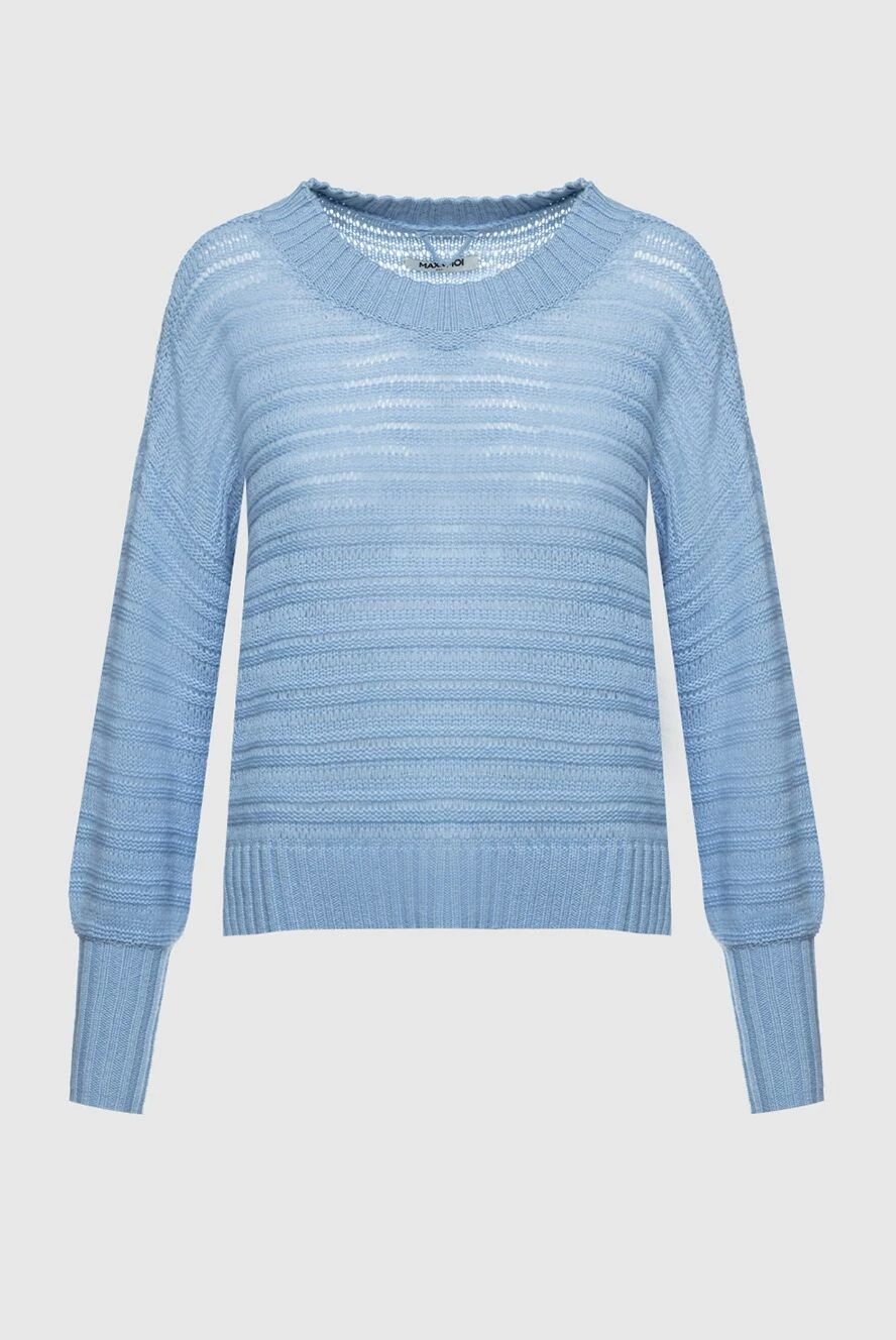 Max&Moi blue womens cashmere jumper with textured striped knitting 158854 - photo 1