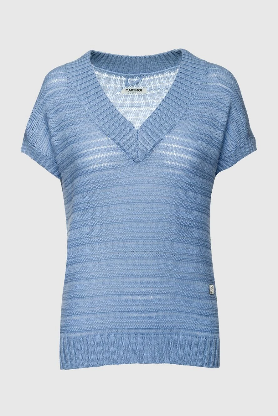 Max&Moi longline blue womens cashmere jumper with short sleeves 158860 - photo 1