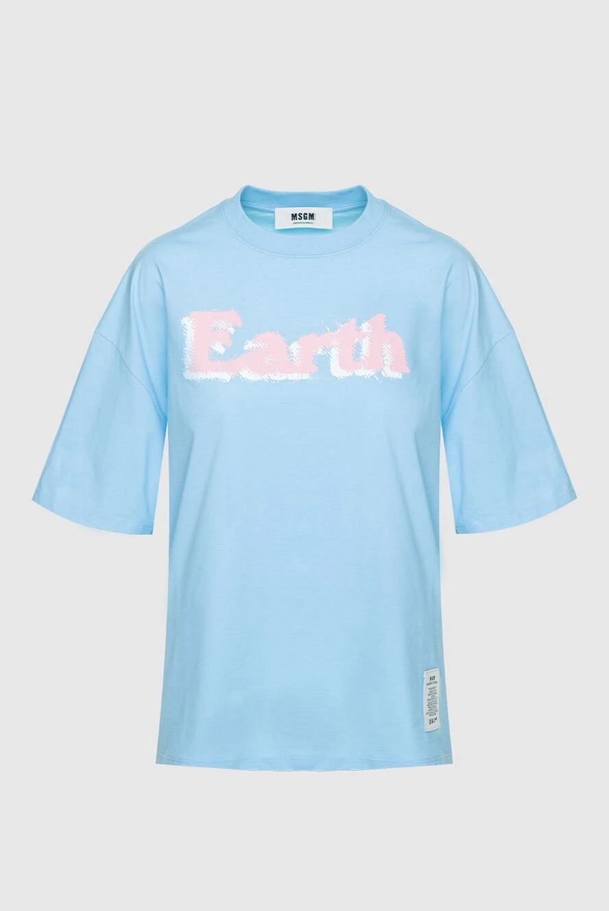MSGM футболка з бавовни блакитна жіноча 158883 - фото 1