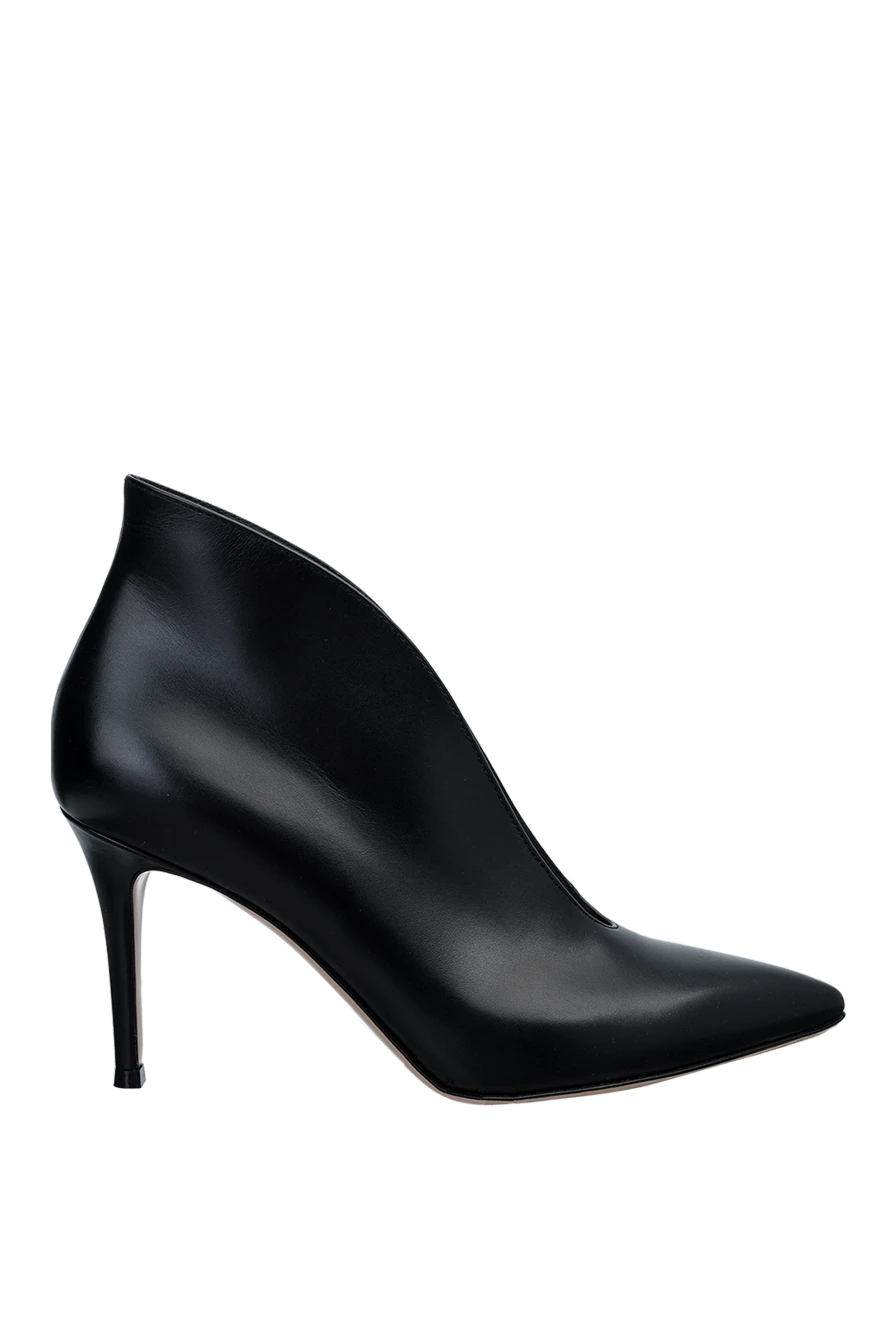 Gianvito Rossi women's leather ankle boots with a long toe and v-shaped cutout, black 158919 - photo 1