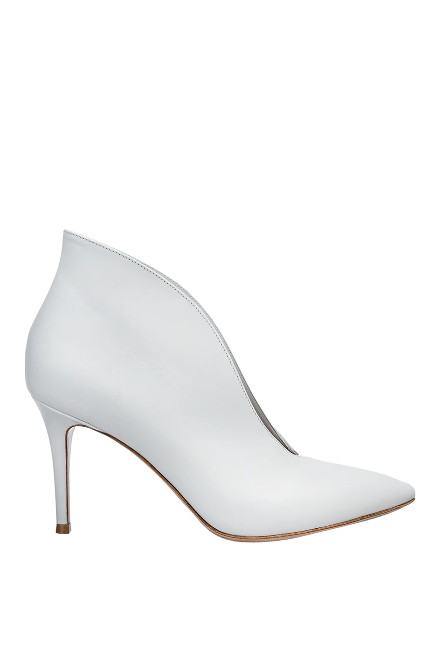 Gianvito Rossi women's leather ankle boots with a long toe and v-shaped cutout, white 158920 - photo 1