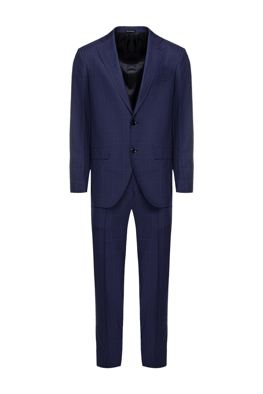 Sartoria Latorre костюм шерстяной синий в структурную клетку мужской 158925 - фото 1
