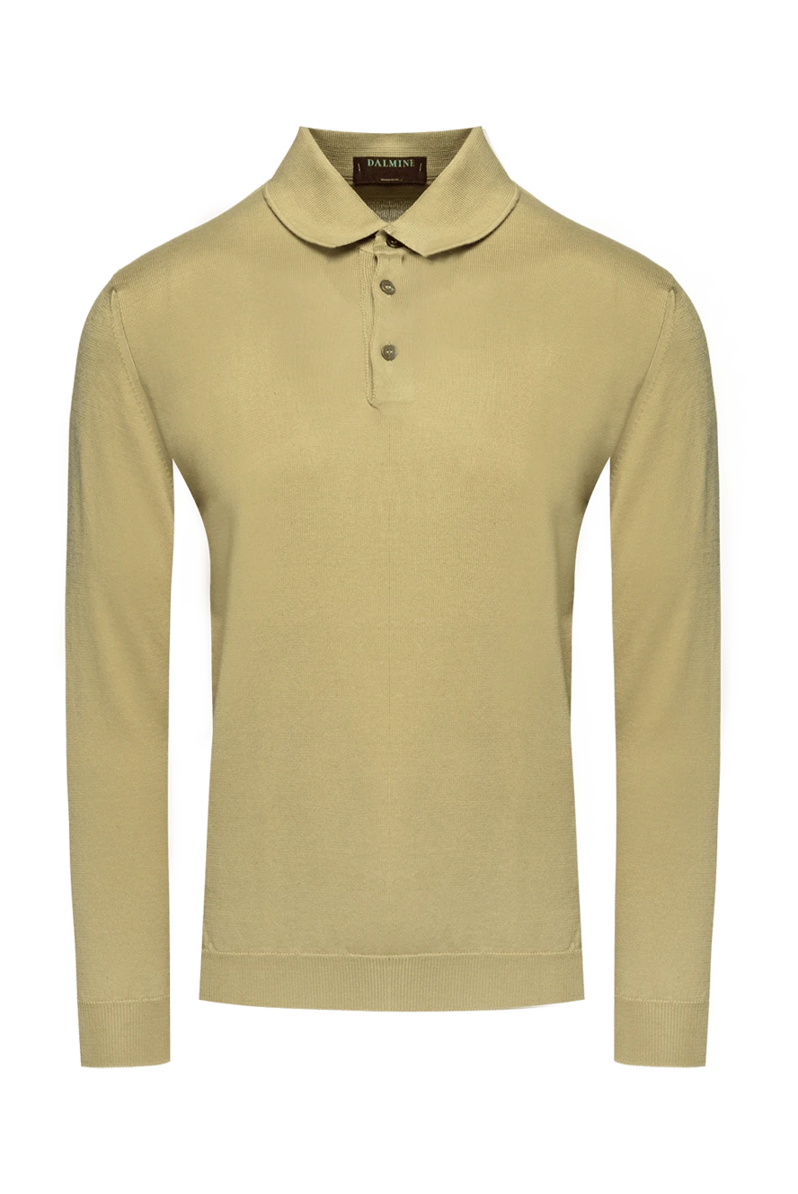 Dalmine men's long sleeve dark beige cotton polo shirt with buttons 159154 - photo 1