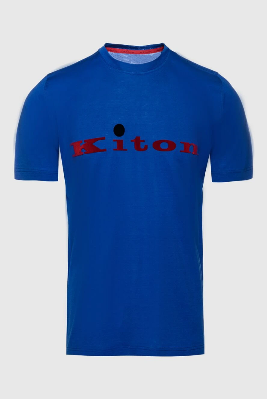 Kiton футболка з бавовни синя чоловіча 159337 - фото 1