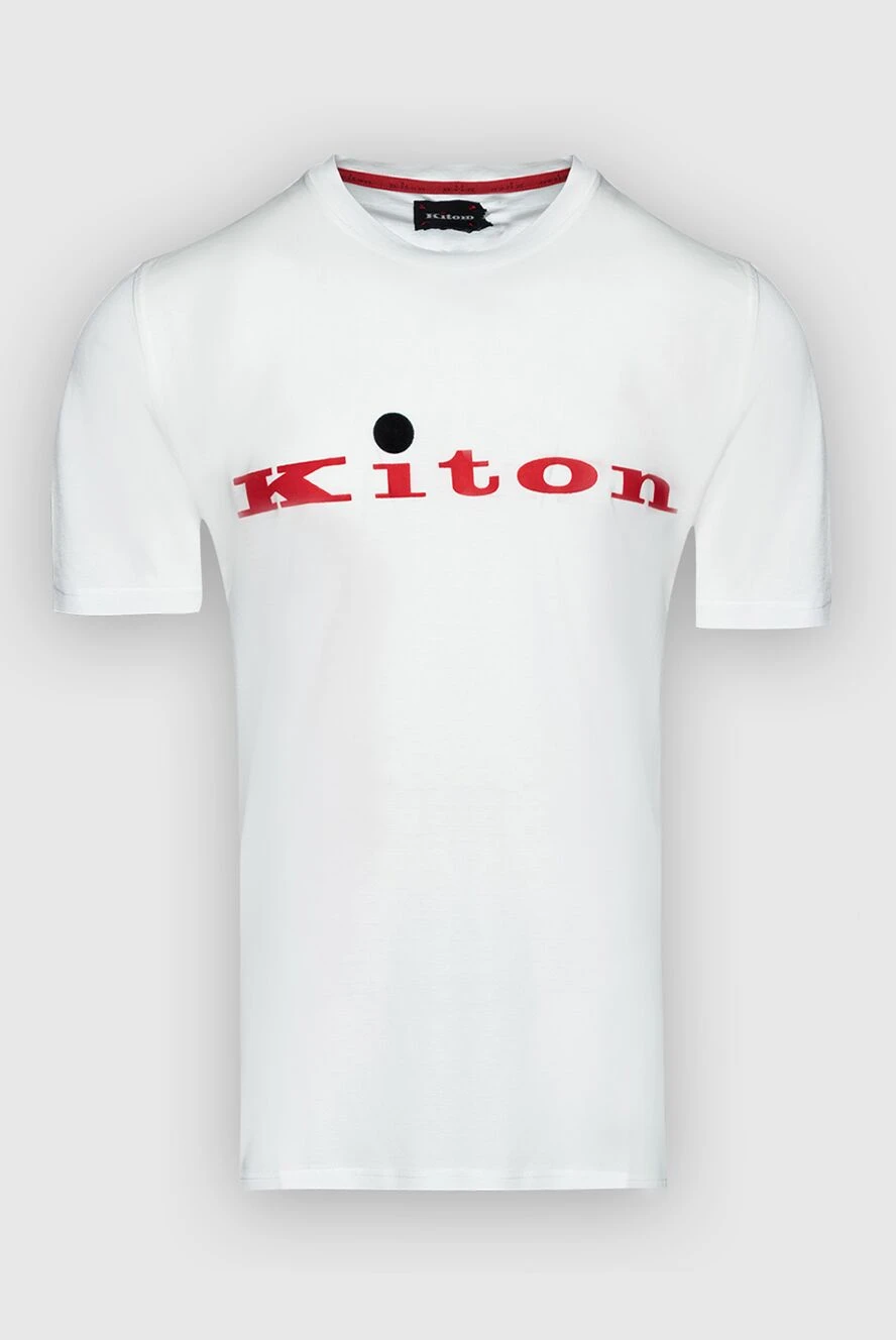 Kiton футболка з бавовни біла чоловіча 159338 - фото 1