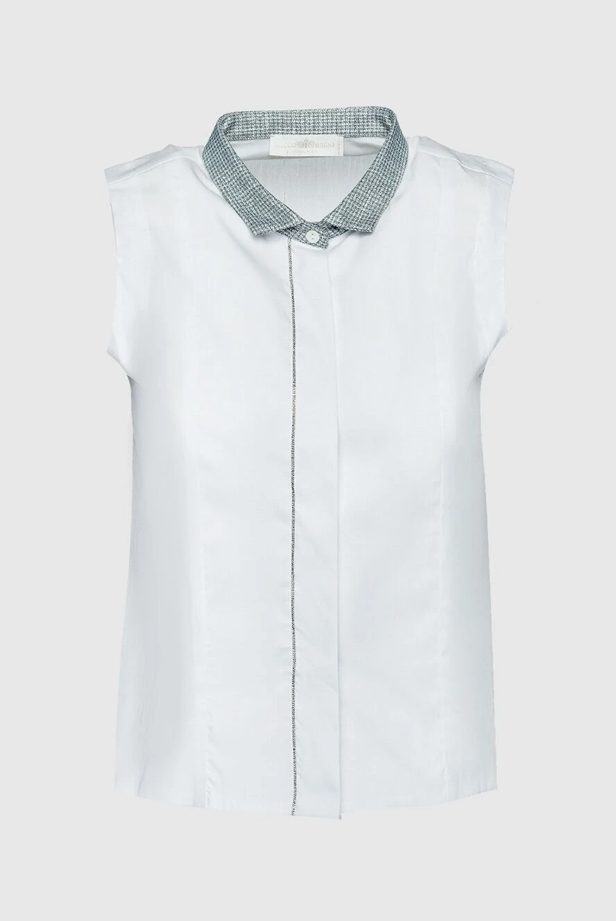 Rocco Ragni women's blouse with gray shimmering collar sleeveless white 159348 - photo 1