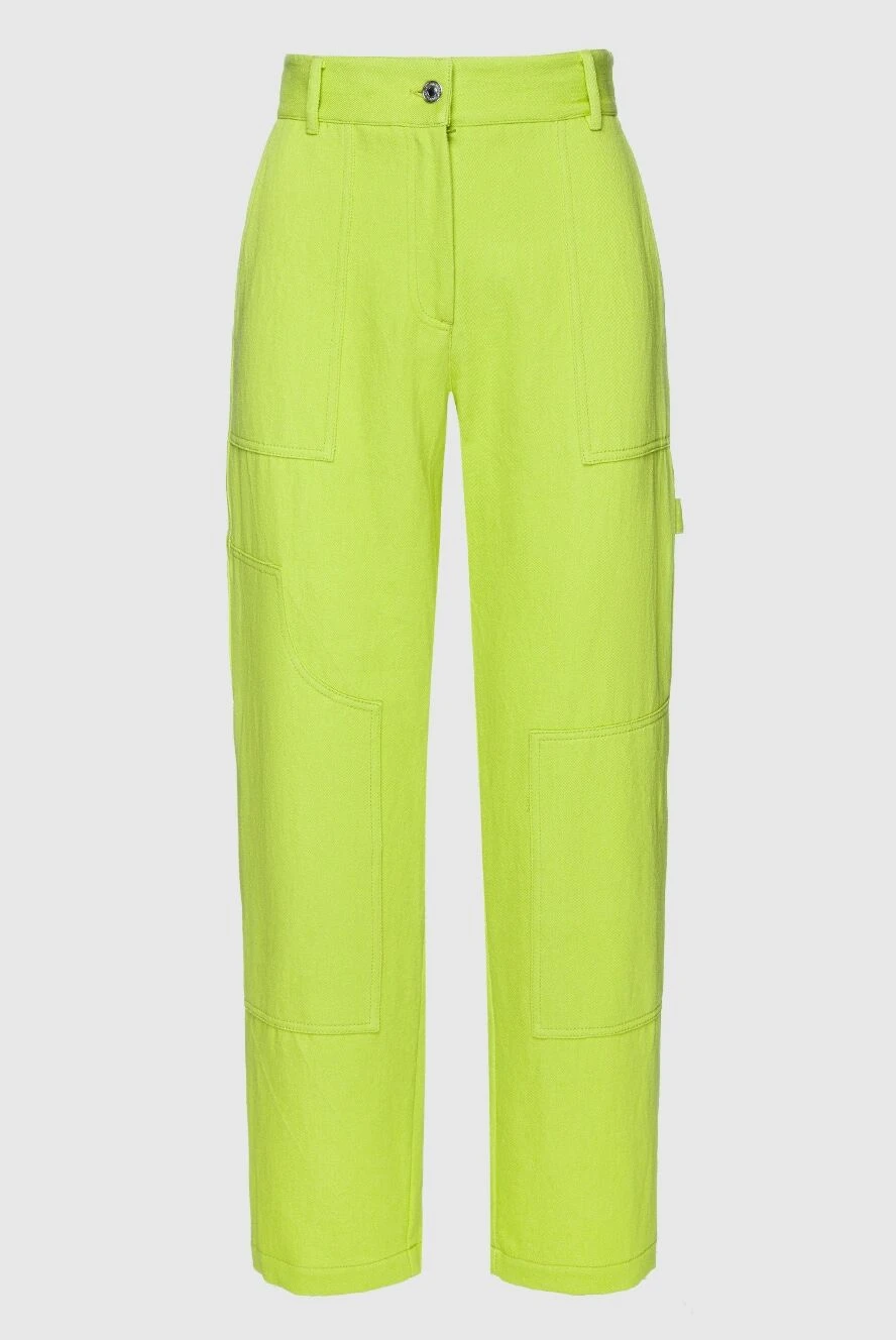 MSGM джинси з бавовни та льону зелені жіночі 159688 - фото 1
