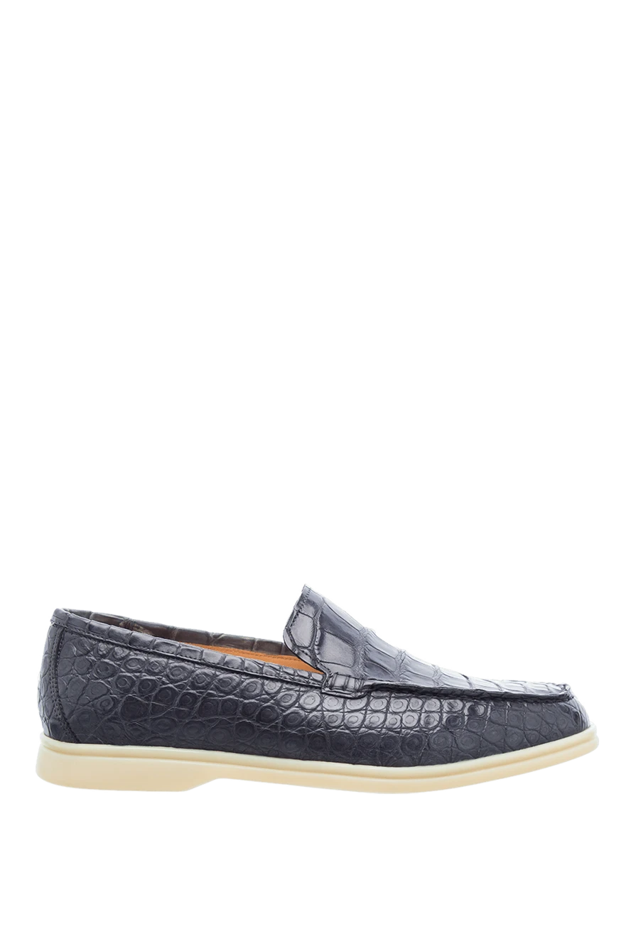 Cesare di Napoli dark grey crocodile leather loafers for men 160163 - photo 1