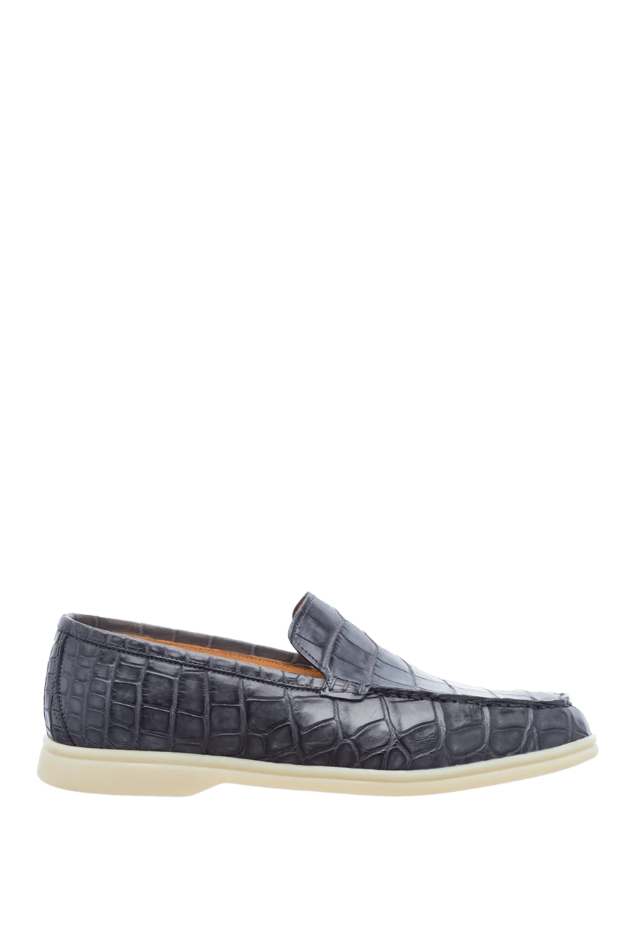 Cesare di Napoli glossy dark grey crocodile leather loafers for men 160164 - photo 1