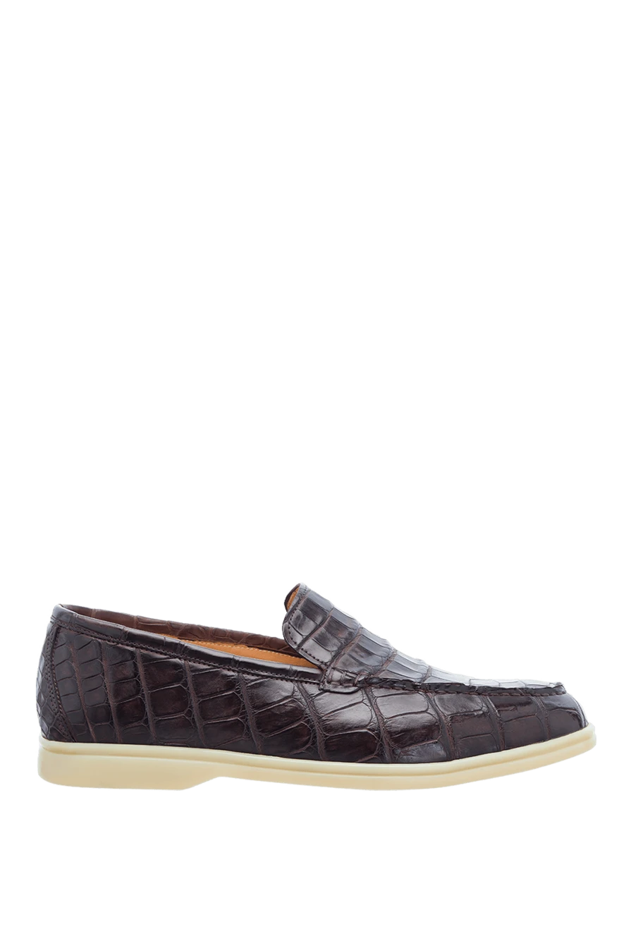 Cesare di Napoli textured brown crocodile leather loafers for men 160165 - photo 1