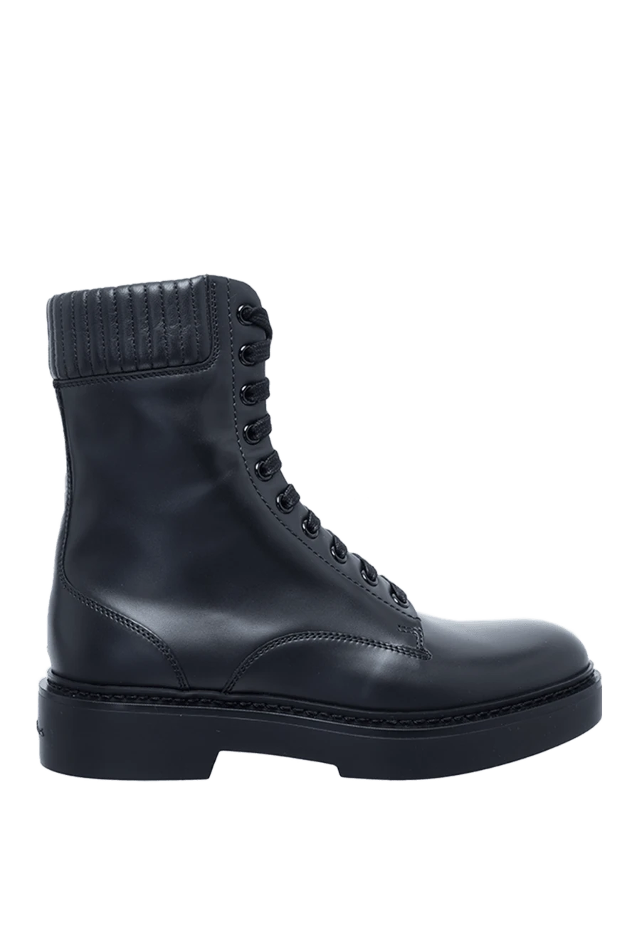Santoni ботинки женские черные кожаные с ребристым манжетом 160802 - фото 1