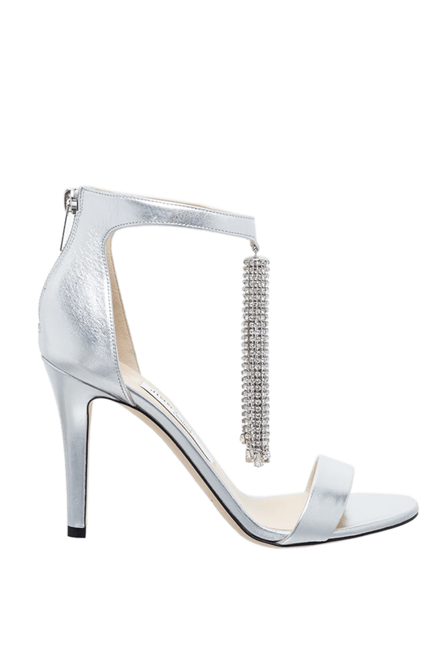 Jimmy Choo босоножки женские серые кожаные с подвесками-кристаллами 160807 - фото 1