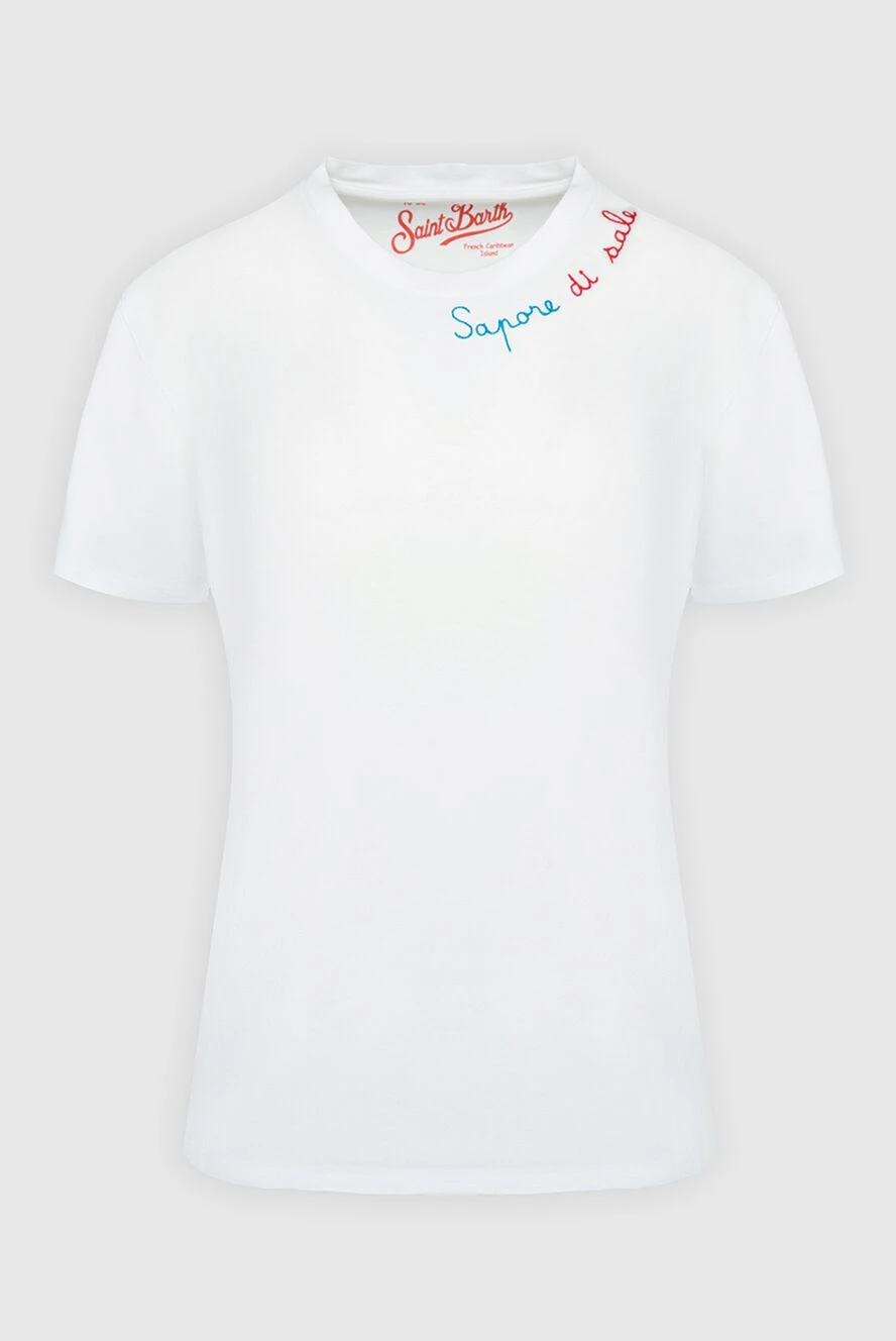 MC2 Saint Barth women's white cotton t-shirt with an embroidered inscription 160892 - photo 1