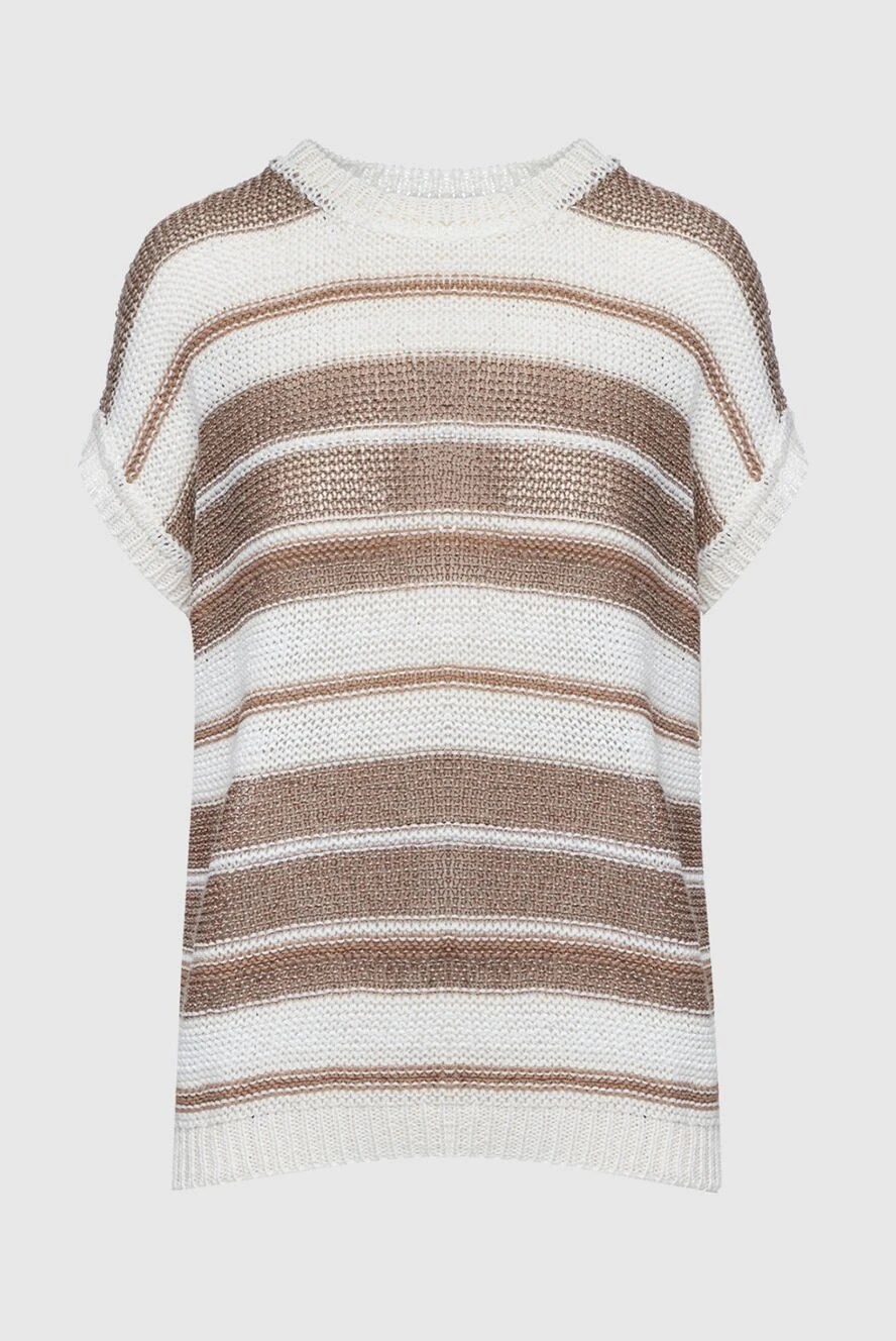 Peserico white womens sleeveless jumper with a striped pattern 161053 - photo 1