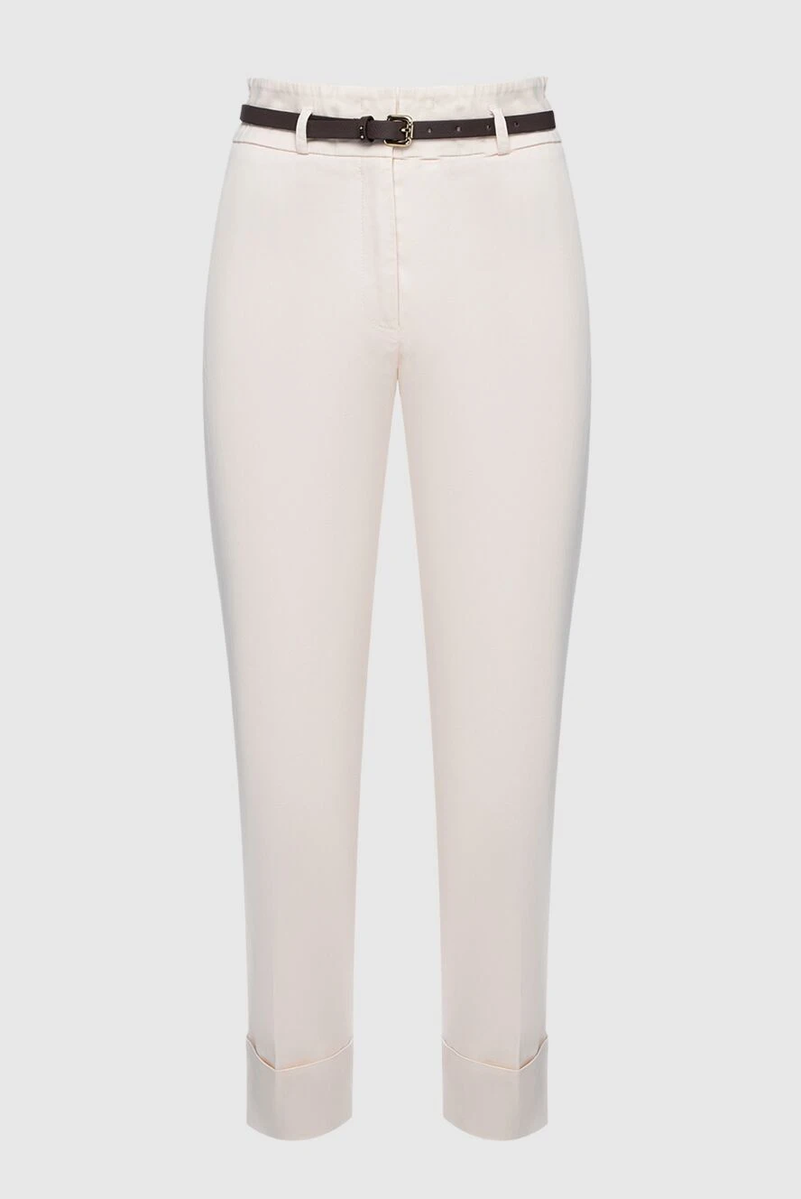 Peserico women's white pants with a black belt 161097 - photo 1