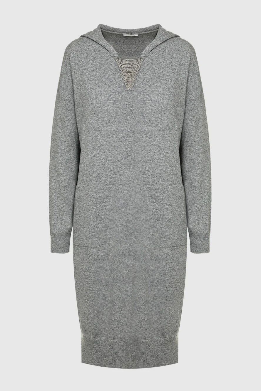 Peserico grey womens dress with a hood and decorated neckline 161461 - photo 1